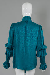 Yves Saint Laurent Ruffle Sleeve Tie Neck Blouse