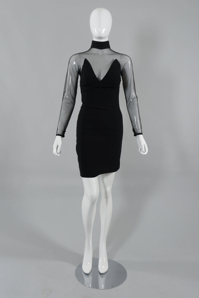 Gianni Versace Sheer Panel Stretch Bodycon Dress