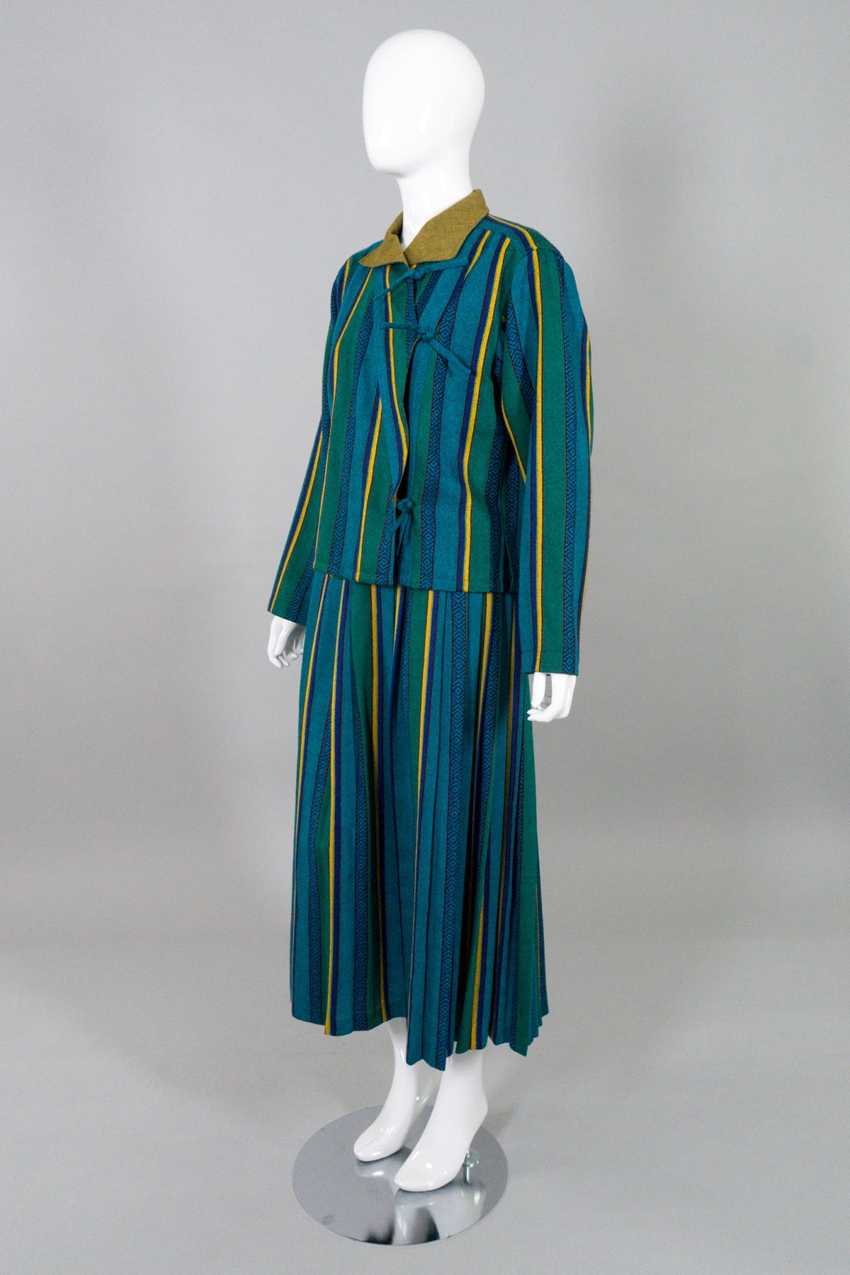 Kenzo Vintage Ethnic Striped Tie Jacket & Skirt Set – Recess