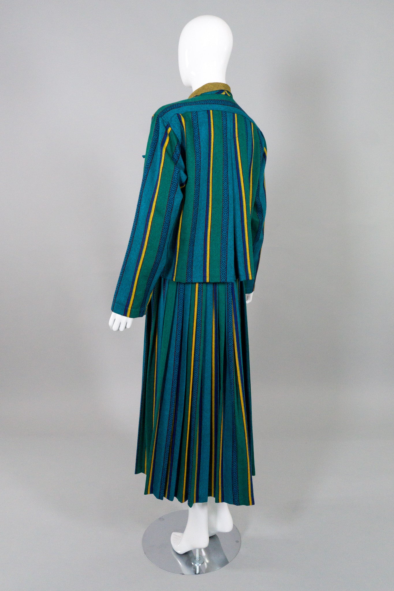 Kenzo Vintage Ethnic Striped Tie Jacket & Skirt Set
