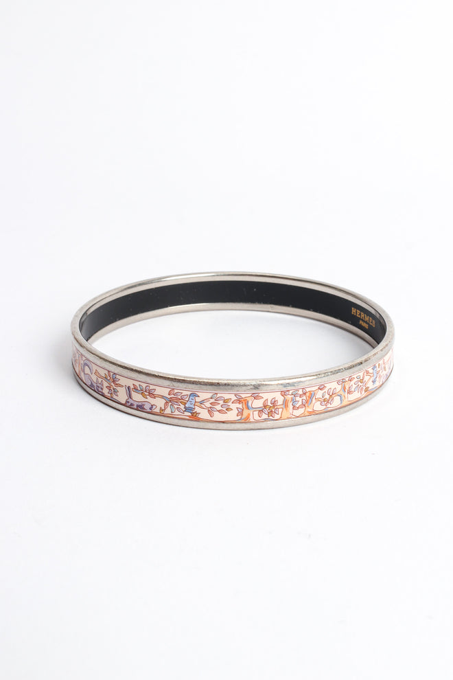 Vintage Hermés Forest Animal Narrow Enamel Bracelet side view @ Recess LA