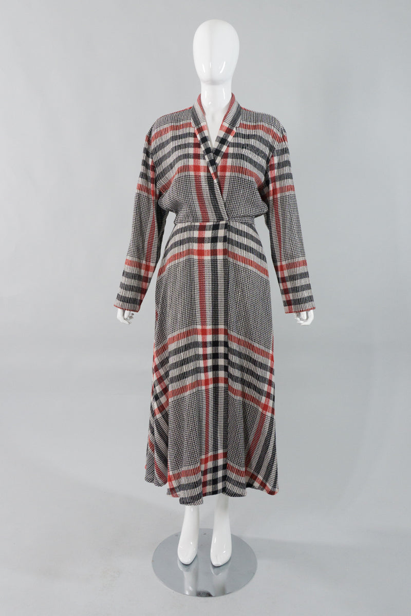 norma kamali belted checked midi dress Norma Kamali Checked Midi Dress In Black - 30% Off
