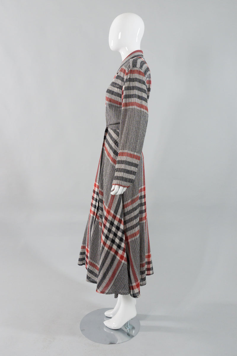norma kamali belted checked midi dress Obie checked stretch-jersey gown - red