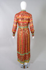 Victor Costa Romantica Metallic Batik Print Dress