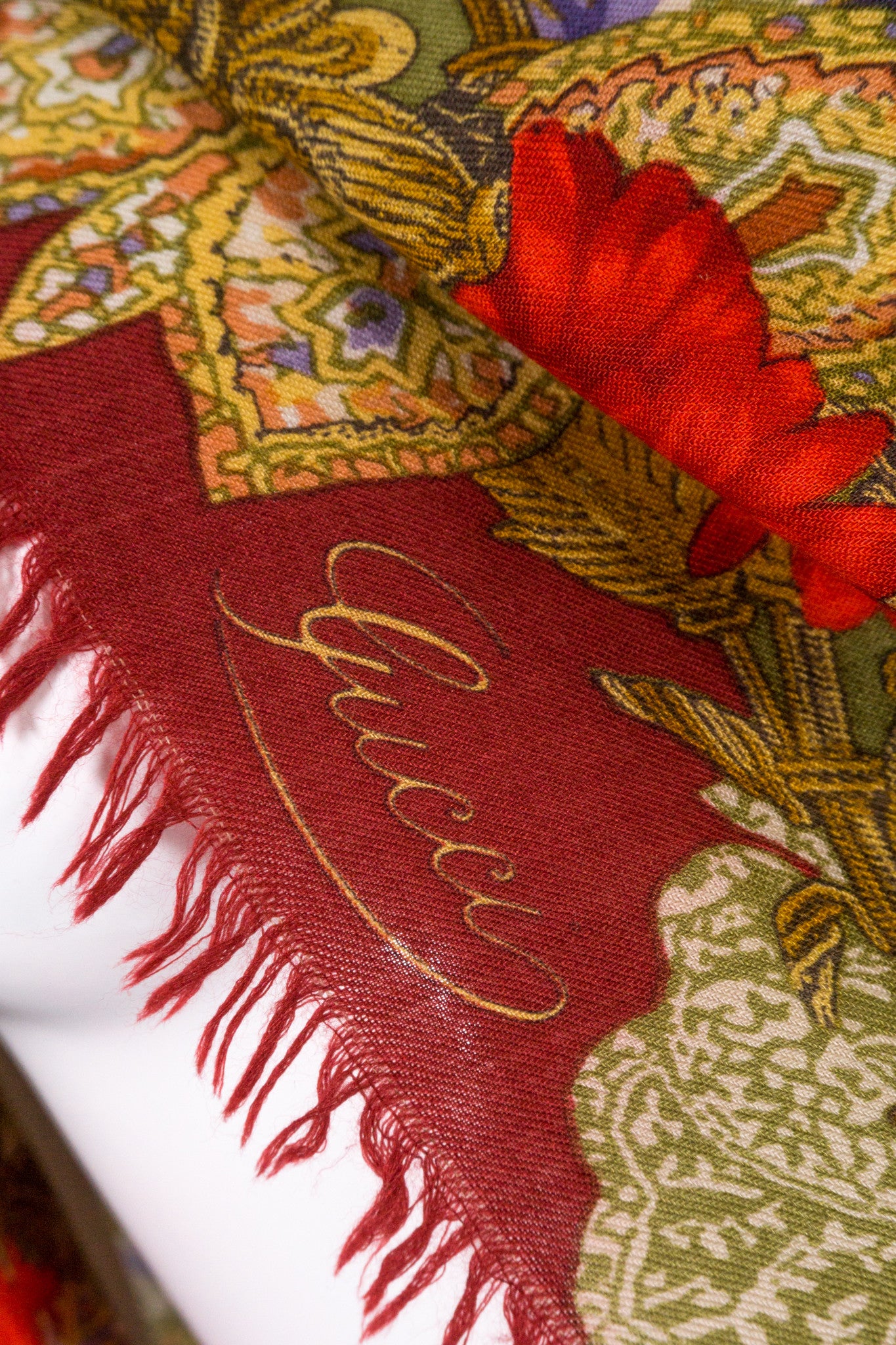 Gucci Horsebit & Gerbera Daisy Oversized Wool Scarf