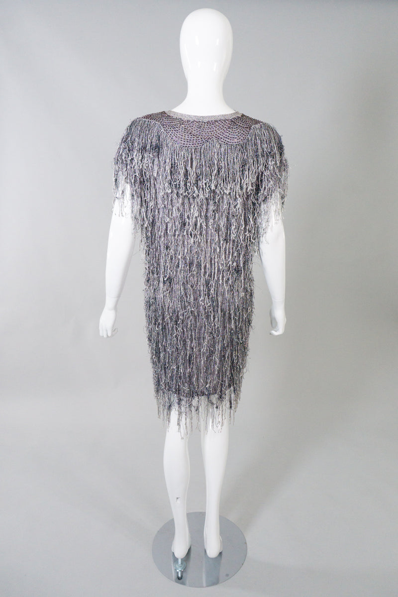 By Virginia Metallic Knit Fringe Dress