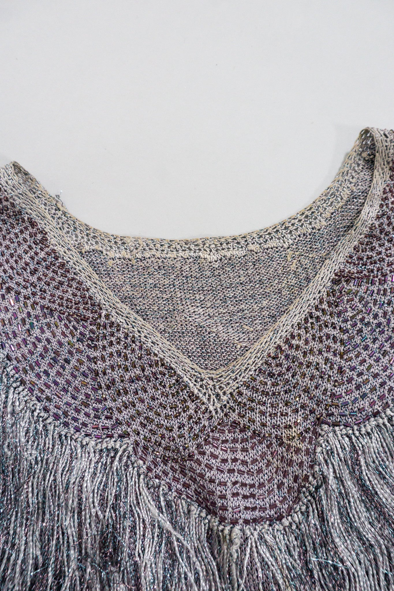 Metallic Knit Fringe Dress