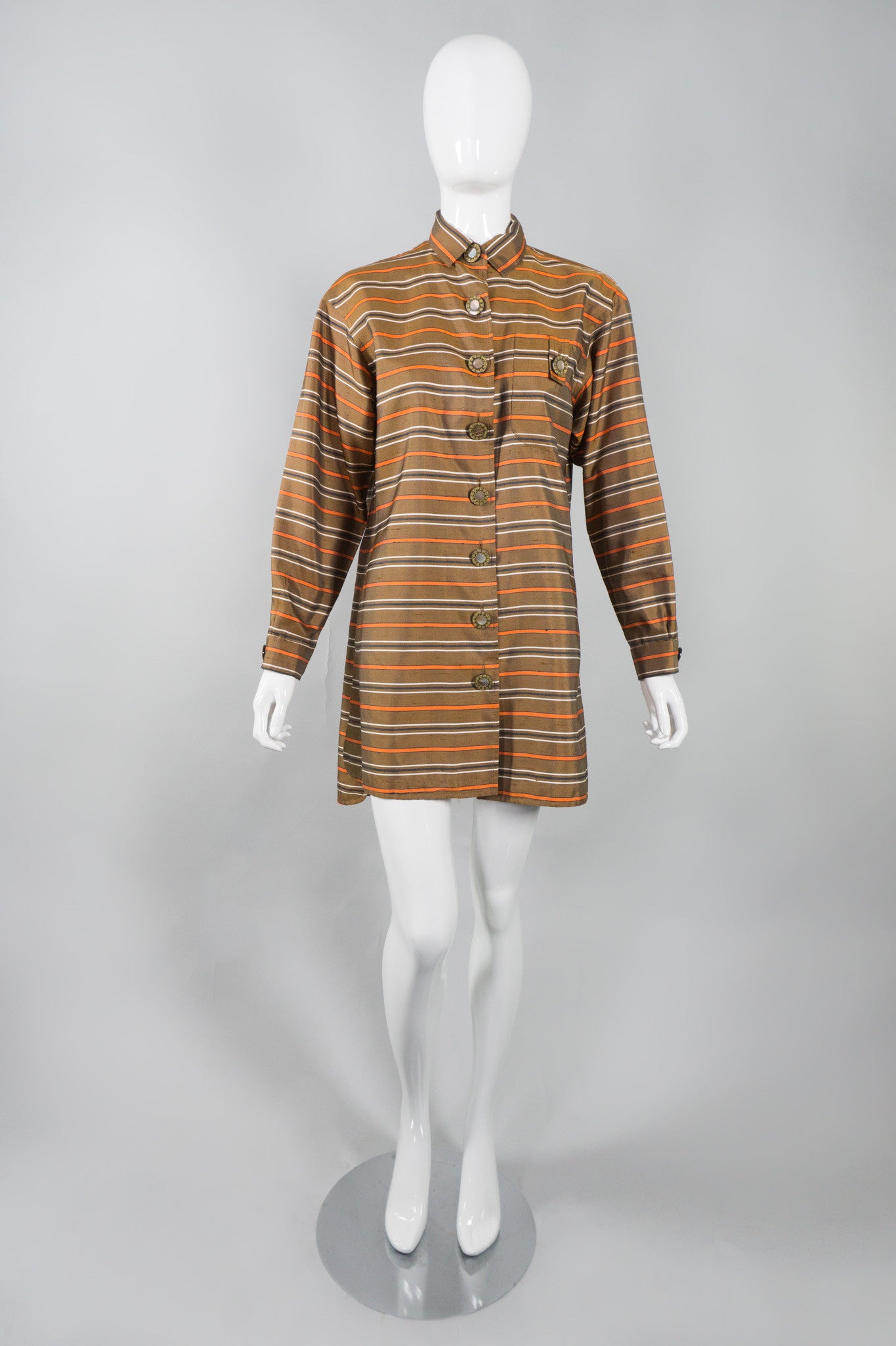 Yves Saint Laurent Rive Gauche Vintage Silk Stripe Tunic