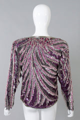 Halston Beaded Fringe Pink Flamingo Top