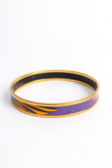 Vintage Hermés Abstract Leaf Feather Narrow Enamel Bracelet print close @ Recess LA