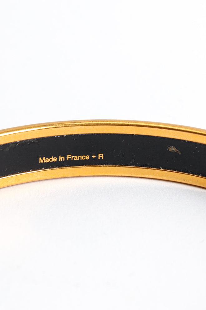 Vintage Hermés Abstract Leaf Feather Narrow Enamel Bracelet signed @ Recess LA