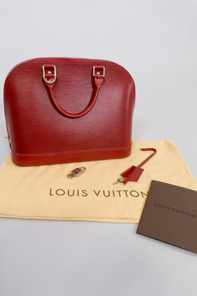 LOUIS VUITTON Authentic Alma PM Epi Leather Red LV Bag