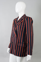 Yves Saint Laurent Double Breasted Striped Captain Blazer