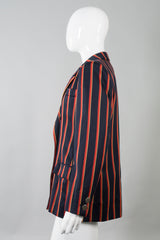 Yves Saint Laurent Double Breasted Striped Captain Blazer