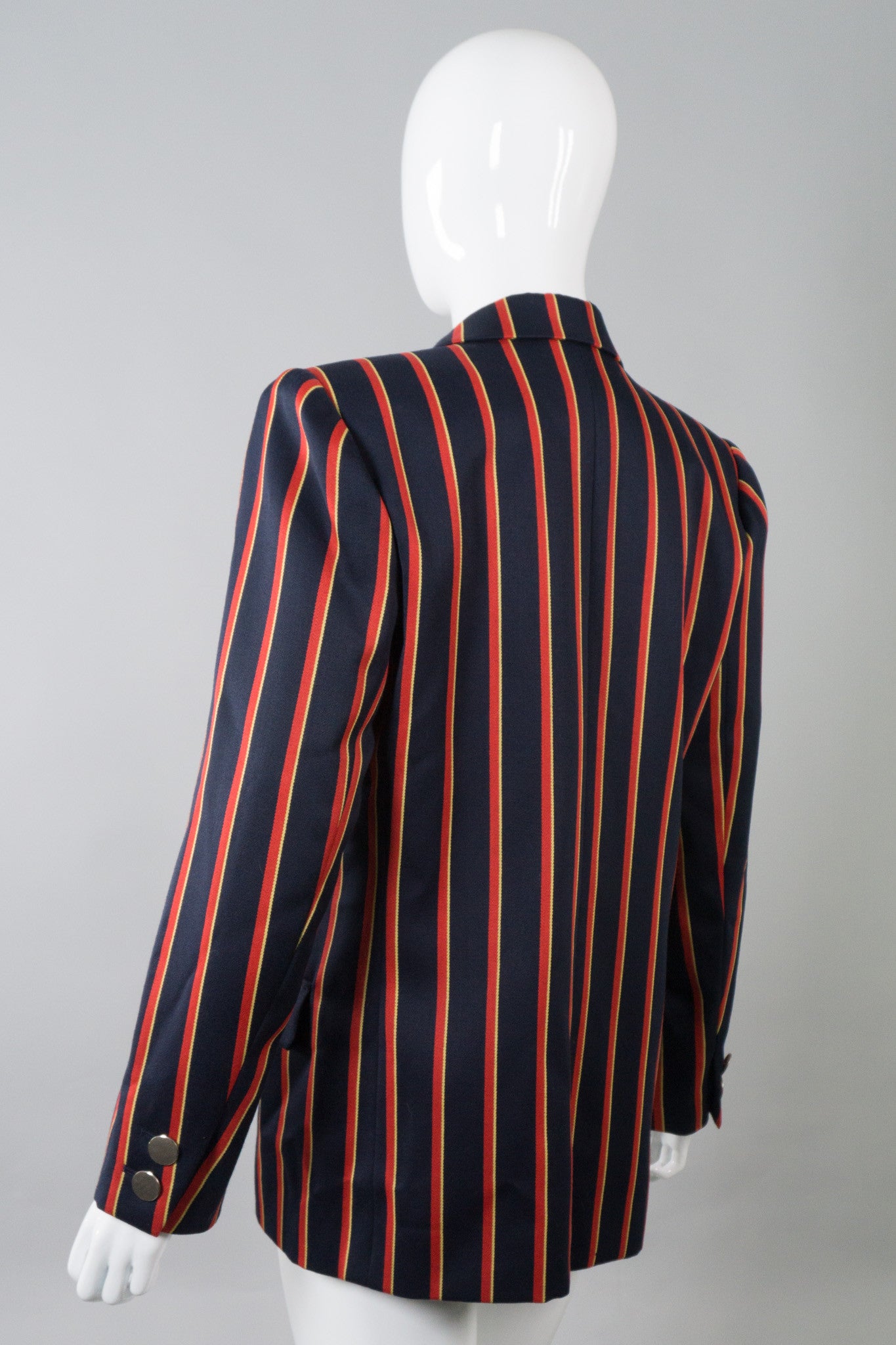 Yves Saint Laurent Double Breasted Striped Captain Blazer