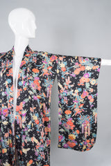 Vintage Japanese Rainbow Floral Burst Silk Kimono