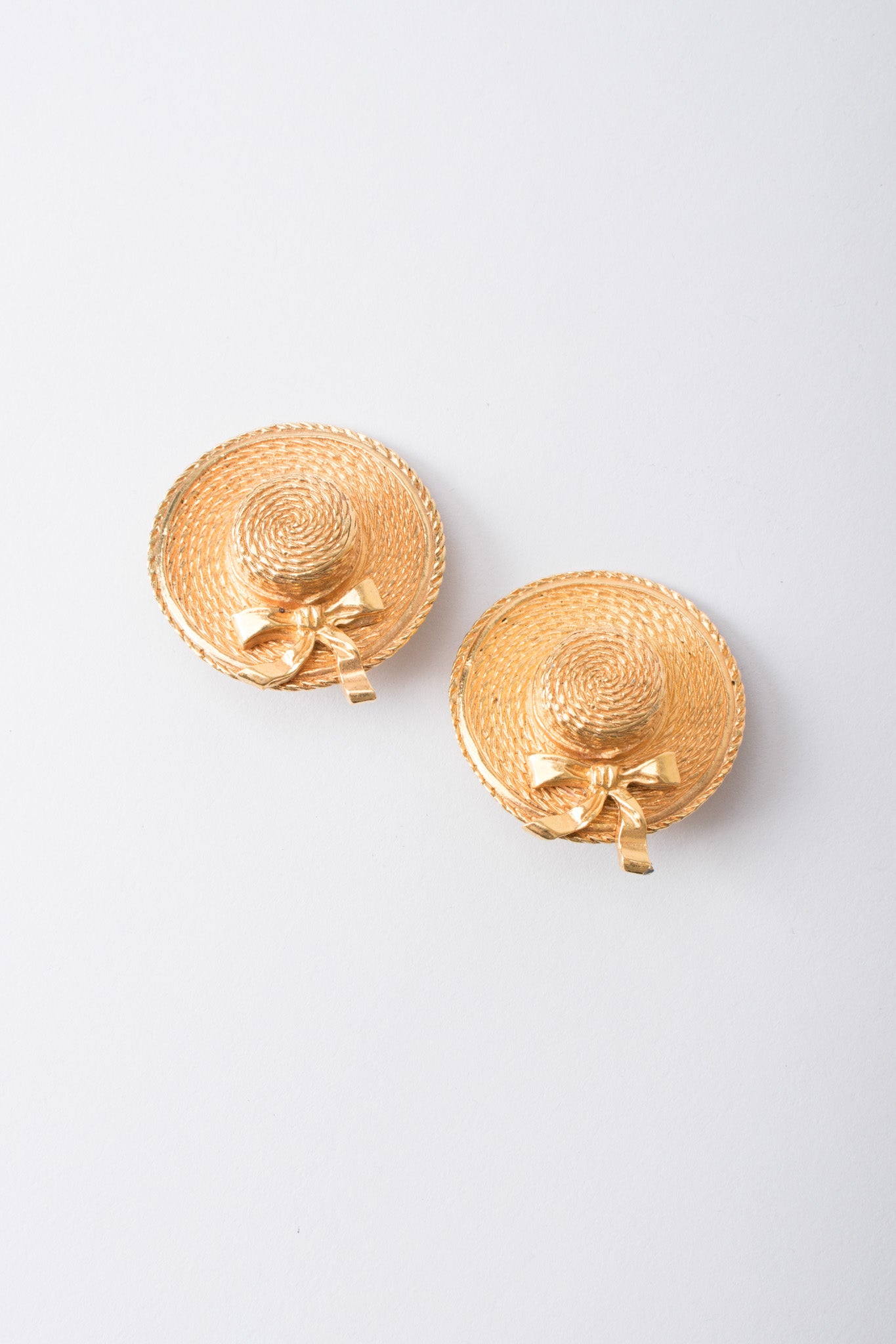 Chanel Signature Gold Boater Hat Earrings