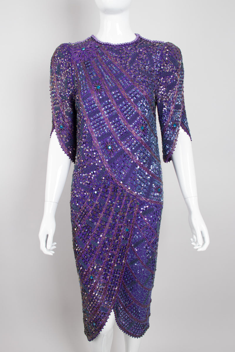 Zandra Rhodes Rare Collectable Beaded Draped Petal Cocktail Dress