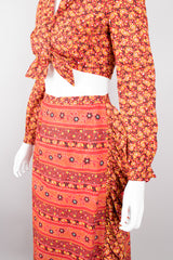 Mollie Parnis Vintage Paisley Tie Top & Ruffle Skirt Set