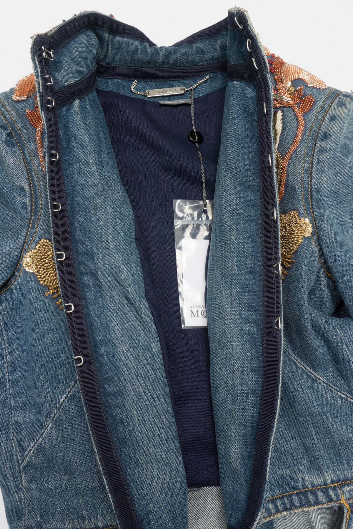 Alexander McQueen Beaded Denim Cutaway Coat – Recess