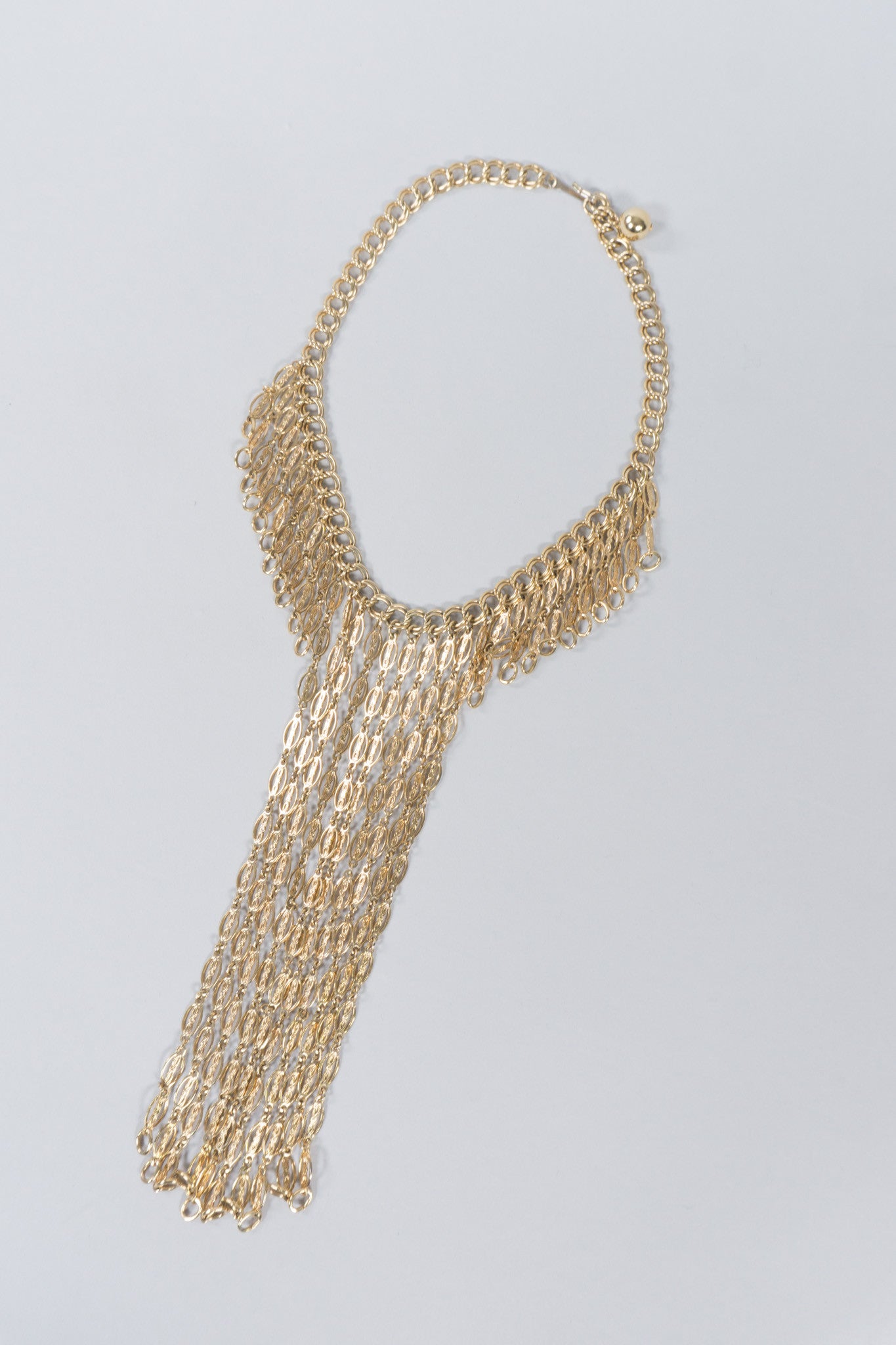 Filigree Chain Fringe Bib-Style Choker Necklace