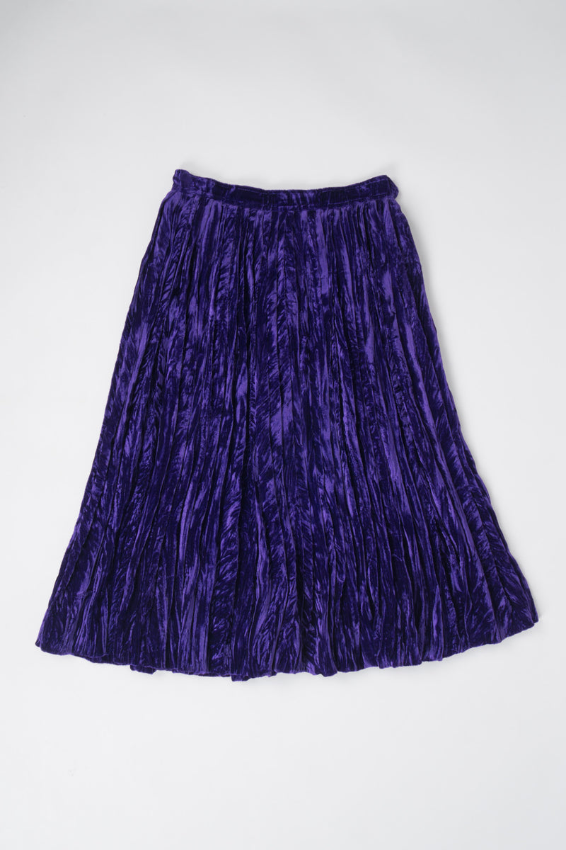 Yves Saint Laurent Rive Gauche Ultra Violet Crushed Velvet Skirt