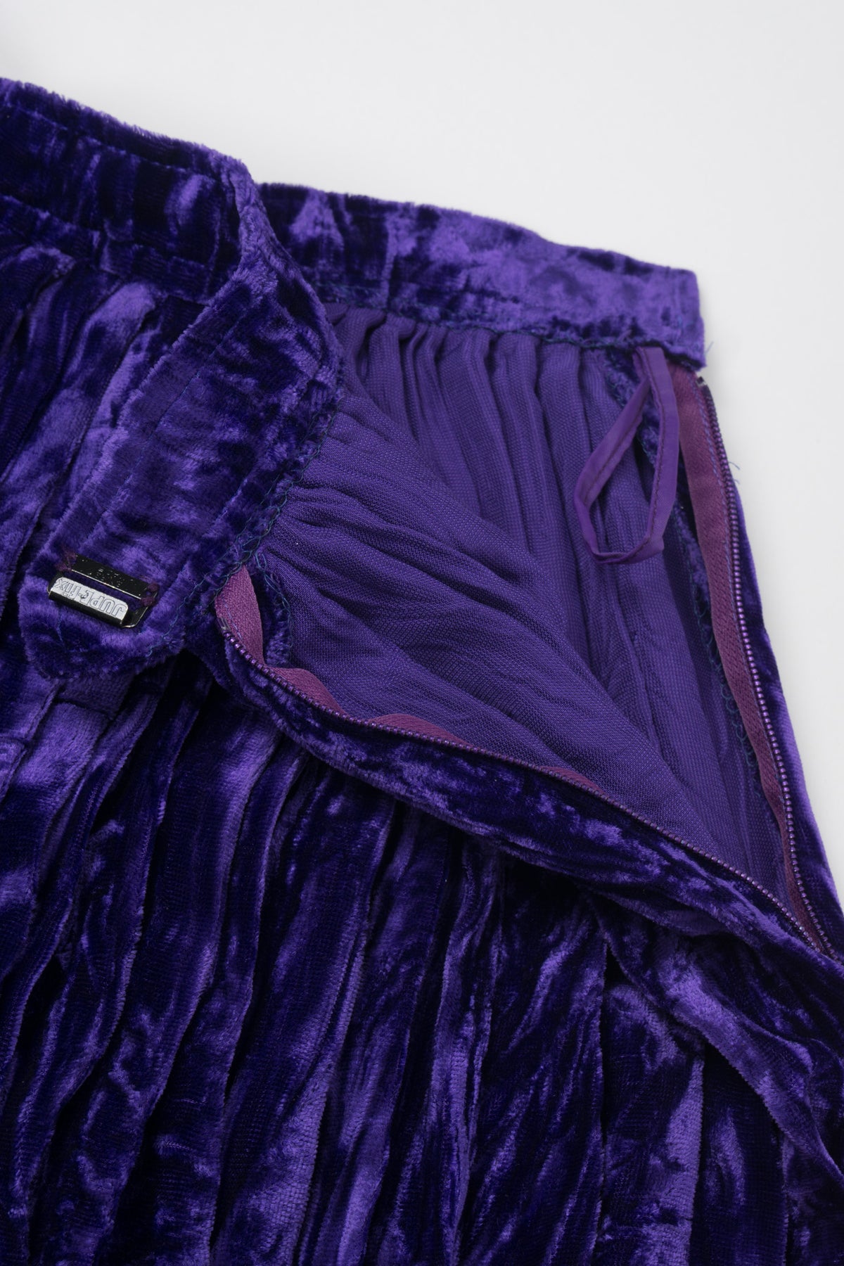 Yves Saint Laurent Rive Gauche Ultra Violet Crushed Velvet Skirt Recess