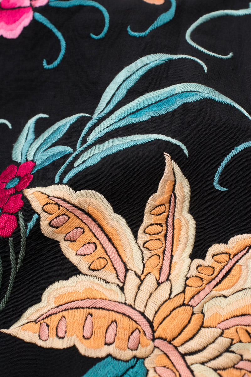 Vintage Embroidered Floral Piano Shawl