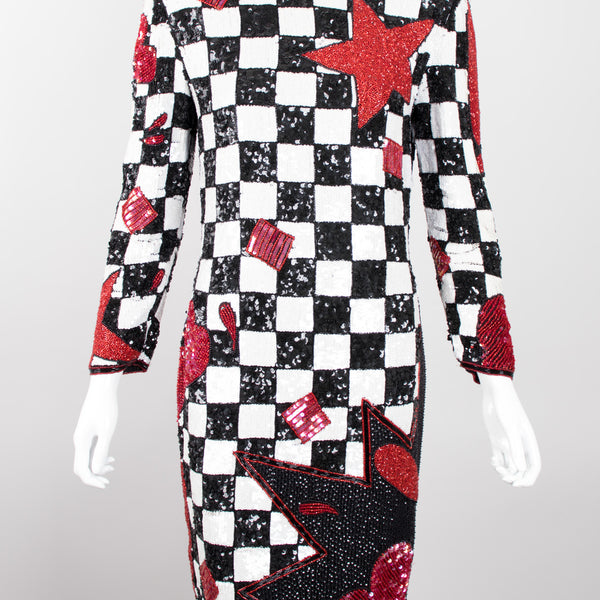 Escada by Ella Singh Checkerboard Comic Explosion Sequin
