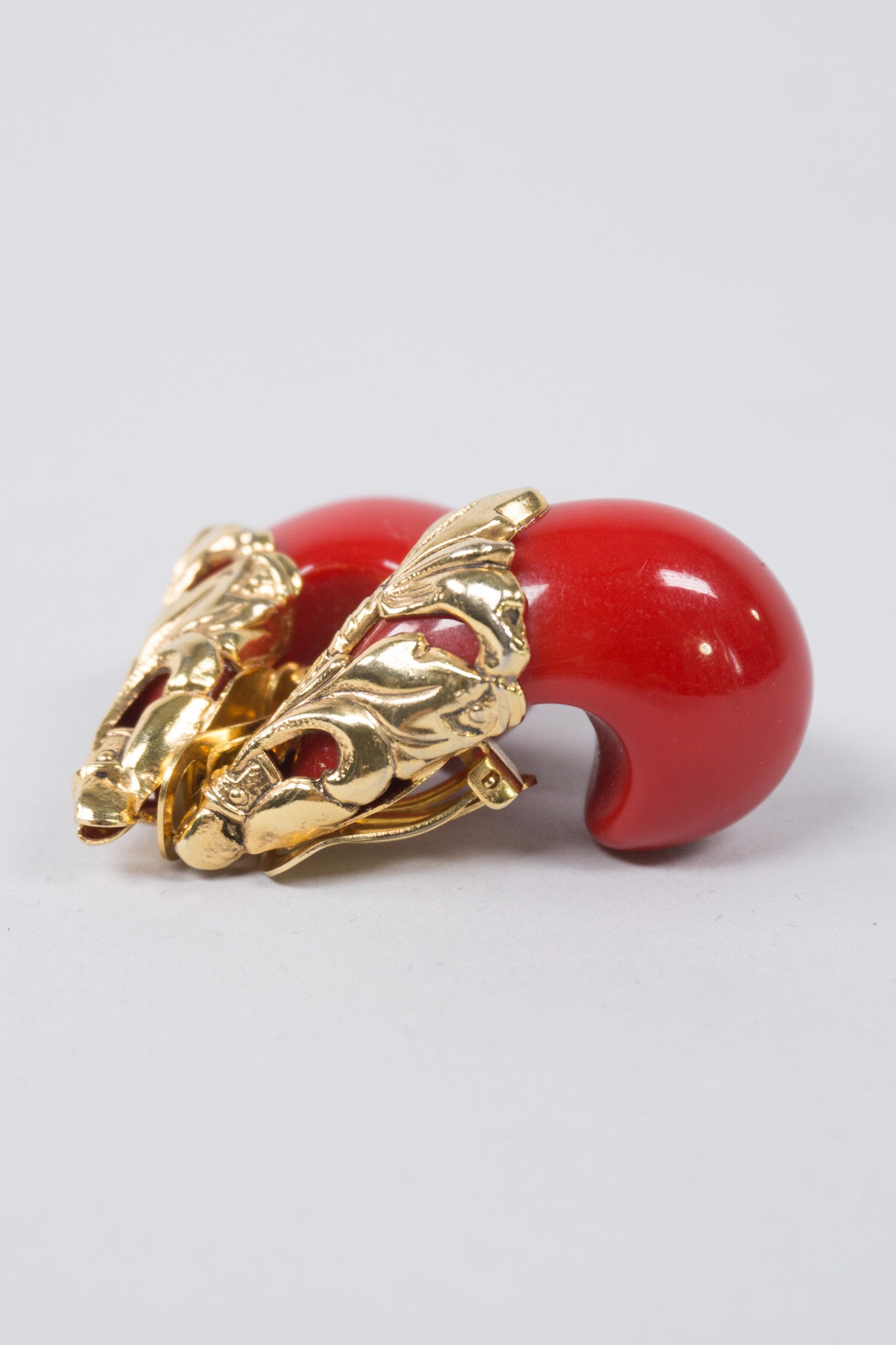 Baroque Resin Shrimp Crescent Drop Earrings