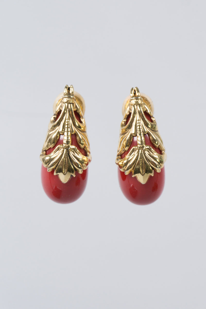 Baroque Resin Shrimp Crescent Drop Earrings