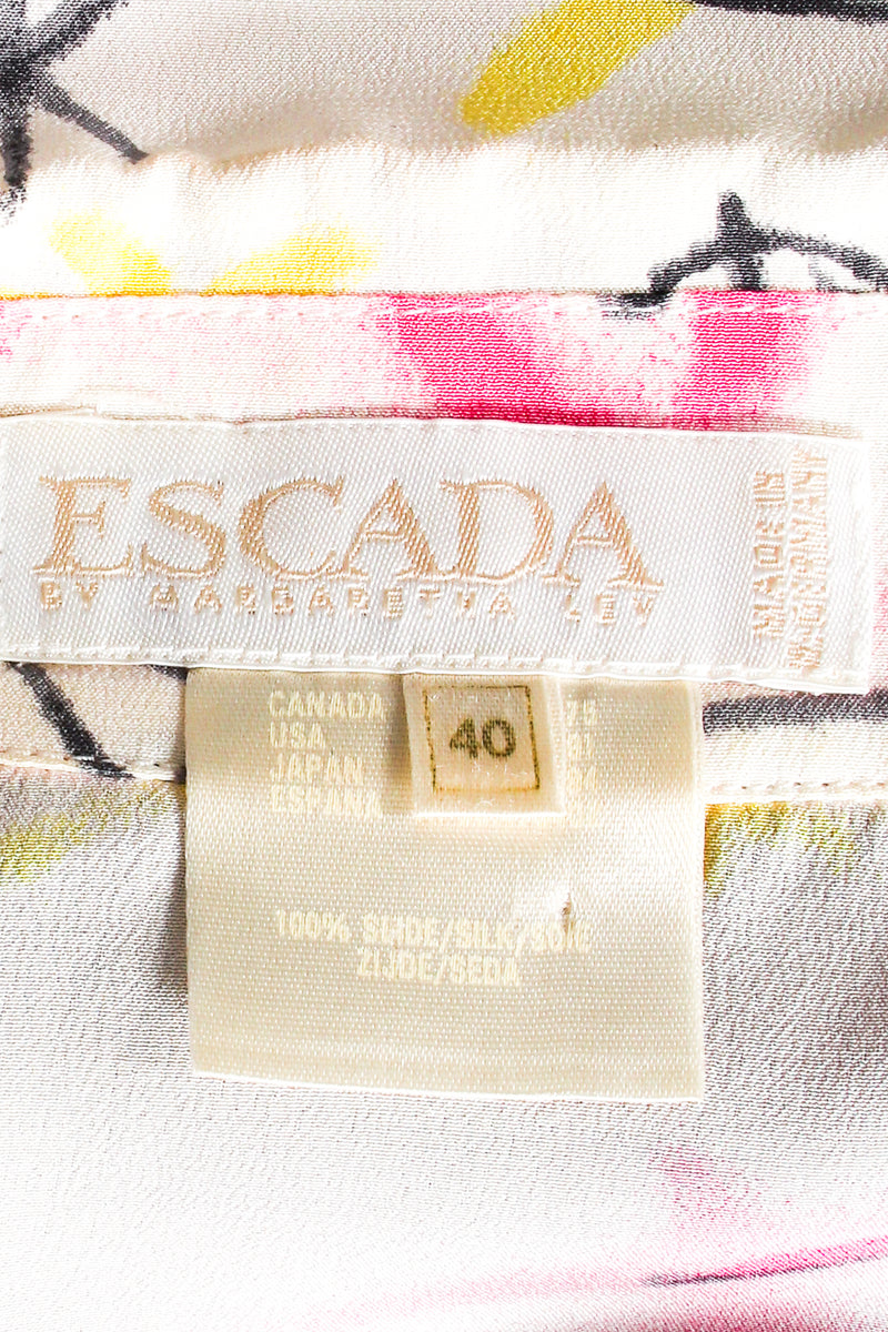 Vintage Escada 1991 Hello Angel Graffiti Print Shirt label at Recess LA