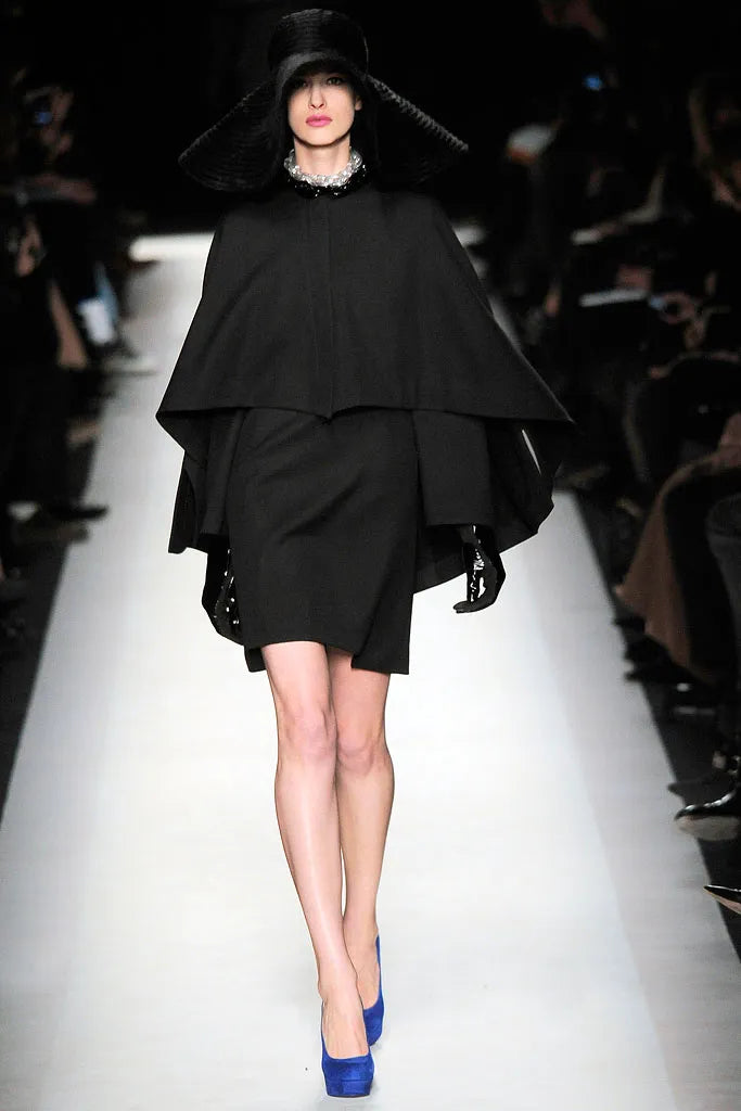Vintage Yves Saint Laurent 2010 A/W Wool Brocade Shift Dress on runway model Maria @ Recess LA
