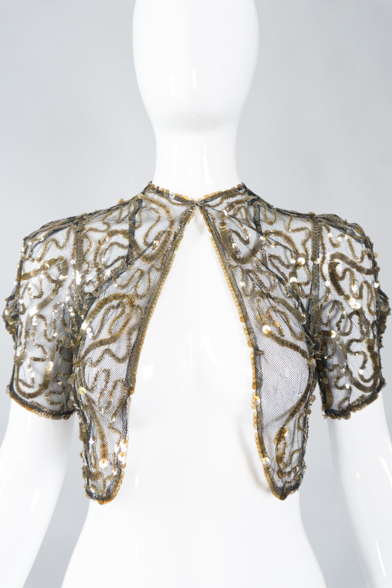 Neusteters Vintage Bronze Sequin Mesh Bolero Jacket Recess Neusteters Vintage Bronze Sequin Mesh Bolero Jacket Recess