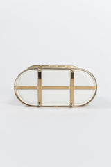 Ethel Gold Metal Cage Vintage Leather Box Bag