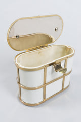 Ethel Gold Metal Cage Vintage Leather Box Bag