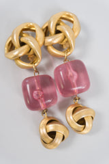 Pink Ice Metal Knot Energon Cube Clip Earrings