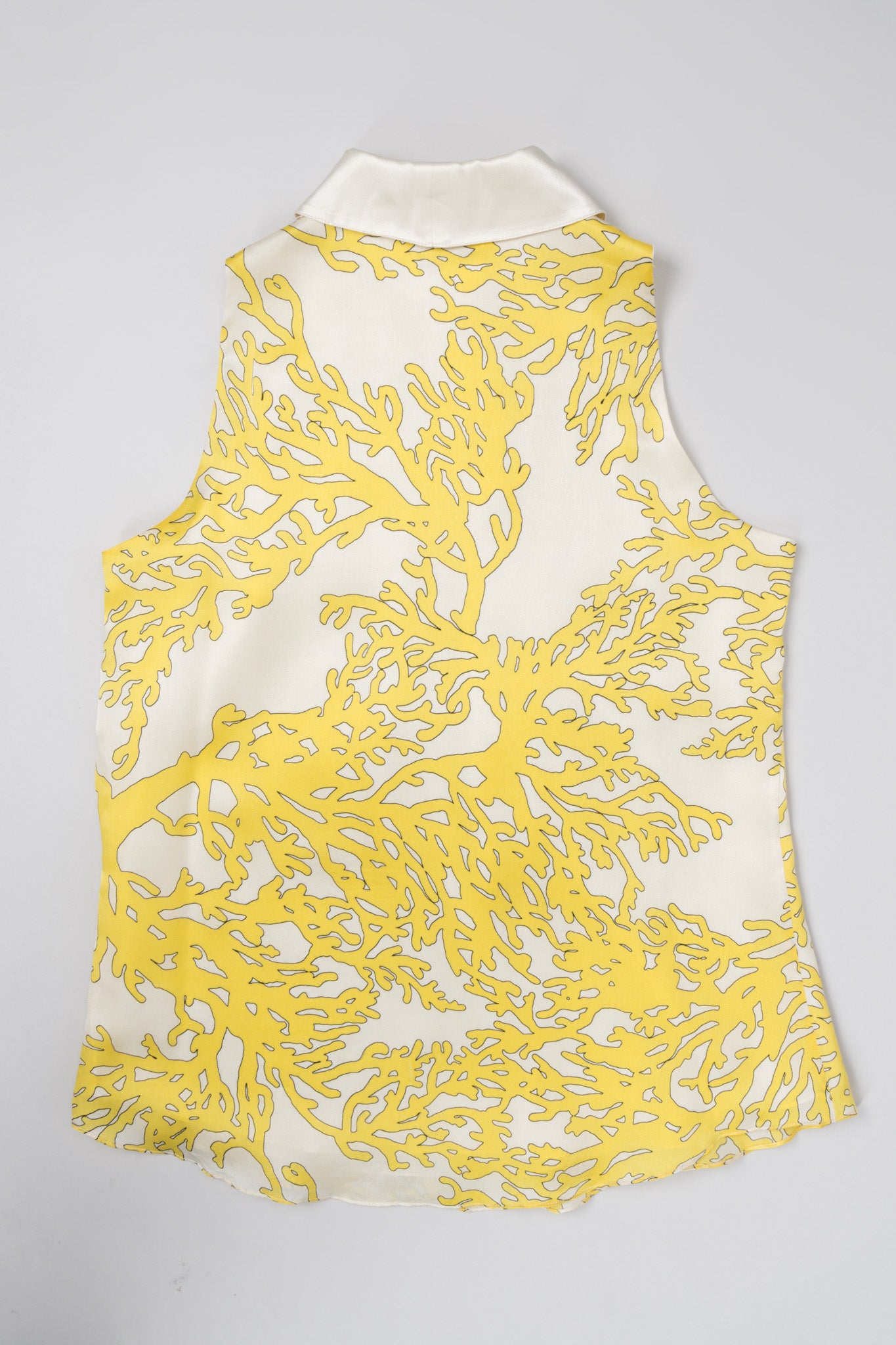 Bill Blass Sunshine Coral Print Lace Front Sleeveless Blouse