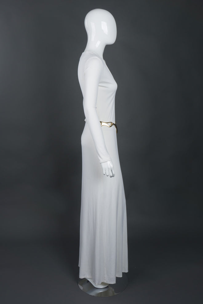 Tom Ford Gucci Rare Iconic Minimalist 1996 White Jersey Gown with Belt
