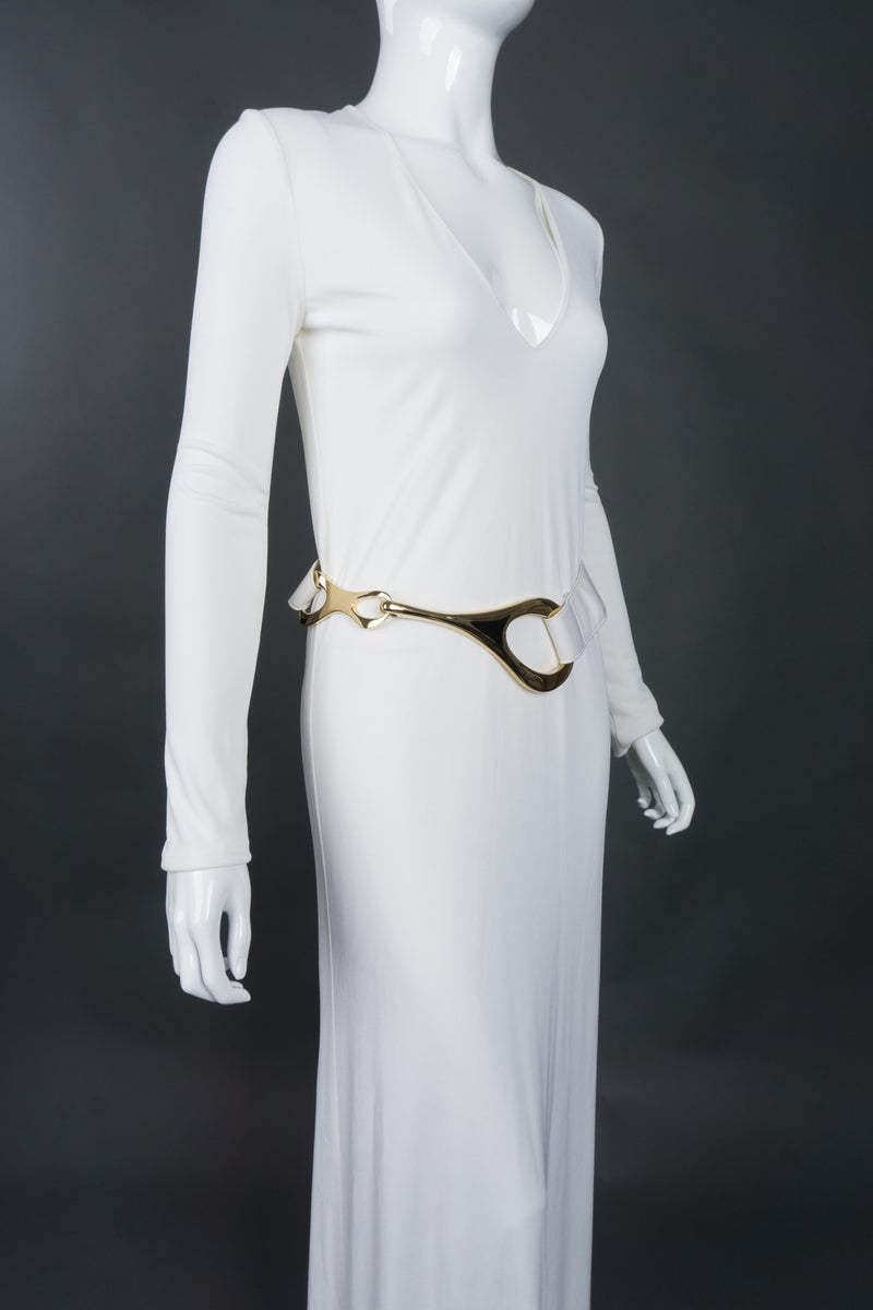 Tom Ford Gucci Iconic 1996 White Jersey Gown with Belt Recess Tom Ford Gucci Iconic 1996 White Jersey Gown with Belt Recess