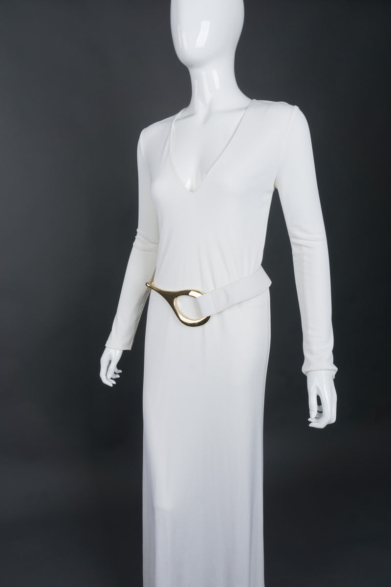 Tom Ford Gucci Iconic 1996 White Jersey Gown with Belt – Recess Tom Ford Gucci Iconic 1996 White Jersey Gown with Belt – Recess