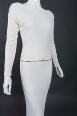 Tom Ford Gucci Rare Iconic Minimalist 1996 White Jersey Bateau Gown with Belt