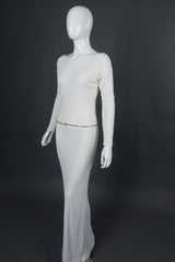 Tom Ford Gucci Rare Iconic Minimalist 1996 White Jersey Bateau Gown with Belt Wedding