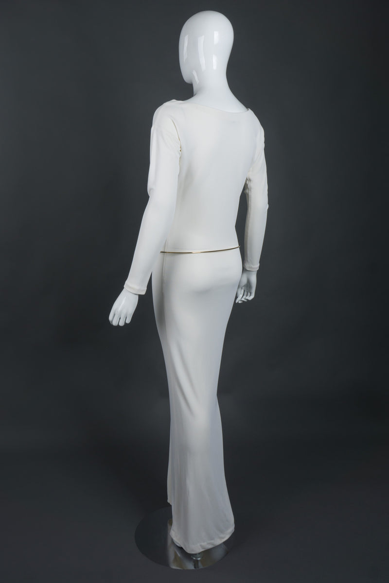 Tom Ford Gucci Rare Iconic Minimalist 1996 White Jersey Bateau Gown with Belt