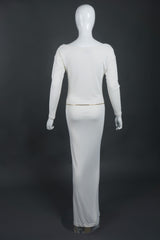 Tom Ford Gucci Rare Iconic Minimalist 1996 White Jersey Bateau Gown with Belt