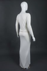 Tom Ford Gucci Rare Iconic Minimalist 1996 White Jersey Bateau Gown with Belt