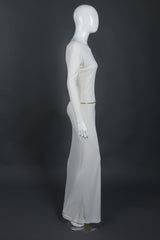 Tom Ford Gucci Rare Iconic Minimalist 1996 White Jersey Bateau Gown with Belt