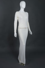 Tom Ford Gucci Rare Iconic Minimalist 1996 White Jersey Bateau Gown with Belt Wedding