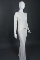 Tom Ford Gucci Rare Iconic Minimalist 1996 White Jersey Bateau Gown with Belt Wedding