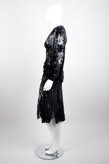 Kioko Goth Sequined Sheer Silk Velvet Burnout Dress